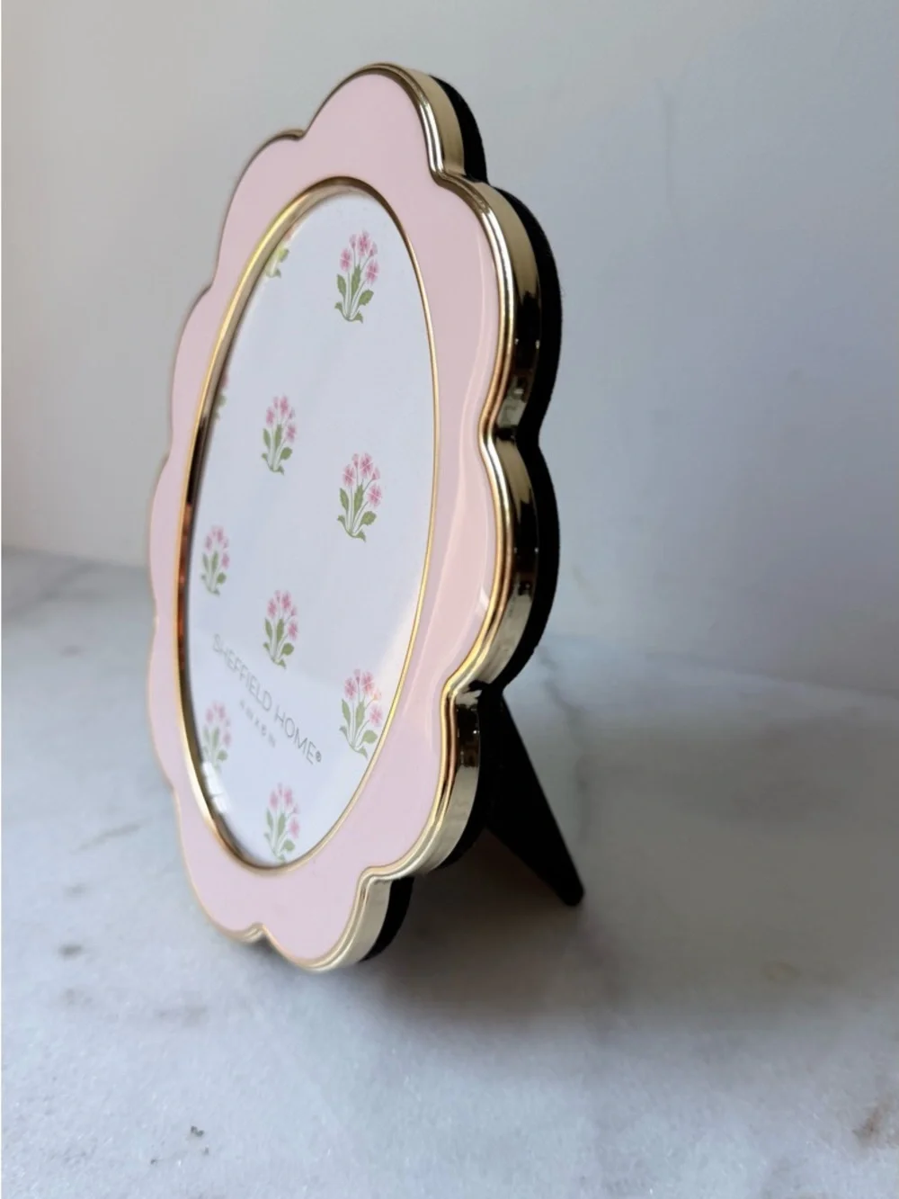 Sheffield Home Pink Scalloped Oval Frame with Gold Trim
